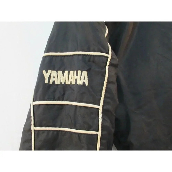 Yamaha Fleece Lined  Windbreaker Jacket Mens Small Vintage Black Embroidered - Picture 2 of 9